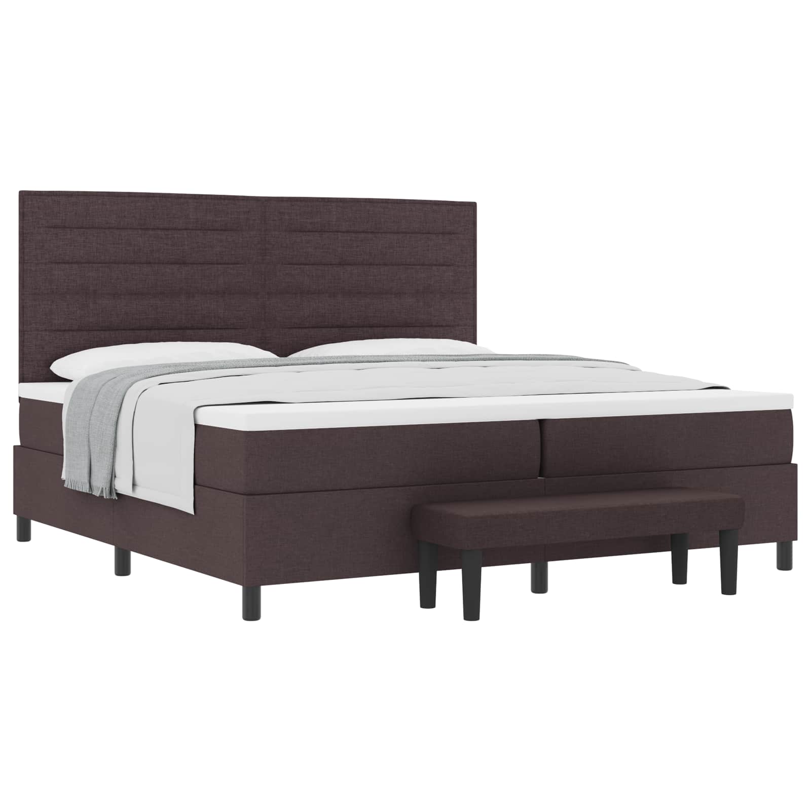 Boxspringbed met matras Donkerbruin 200 x 200 cm Stof is nu te koop bij PeponiXL, paradijselijk wonen!