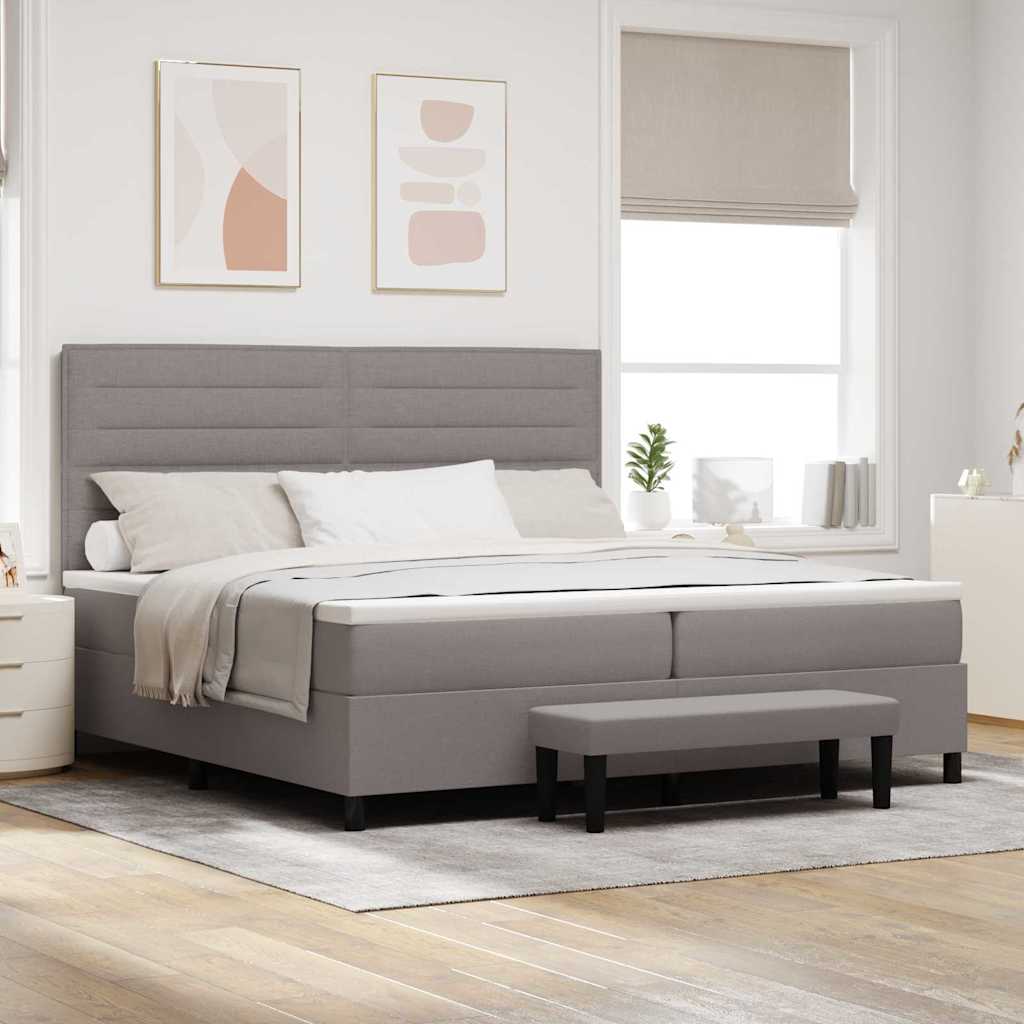 Boxspringbed met hoofdeinde Taupe 200 x 200 cm Stof is nu te koop bij PeponiXL, paradijselijk wonen!