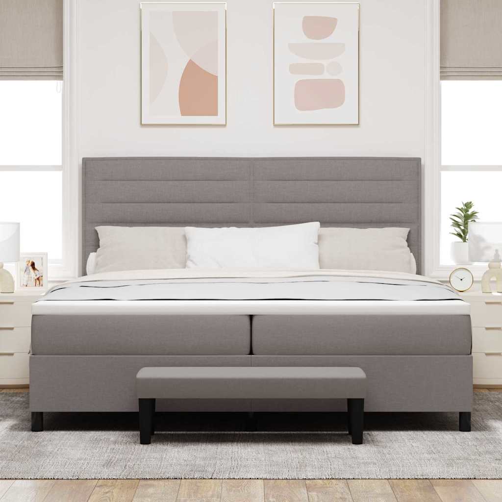 Boxspringbed met hoofdeinde Taupe 200 x 200 cm Stof is nu te koop bij PeponiXL, paradijselijk wonen!