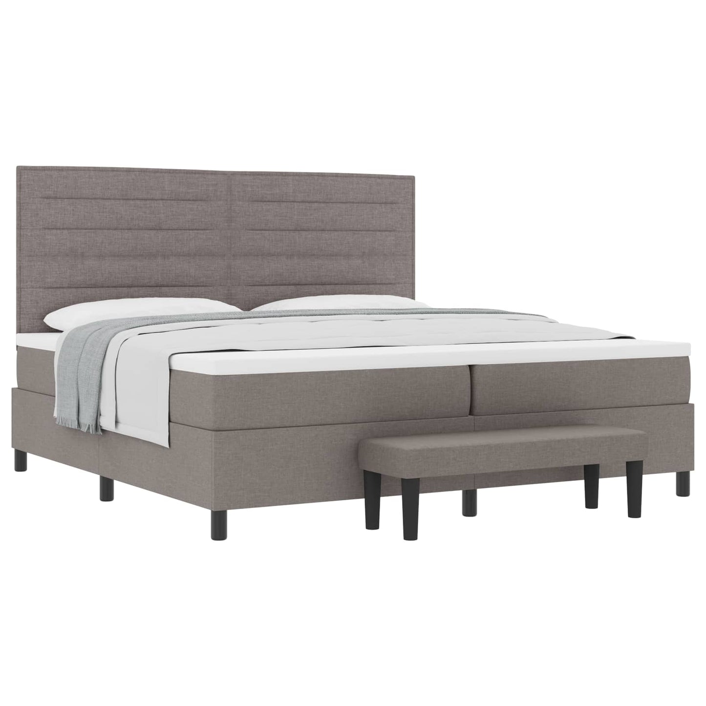 Boxspringbed met hoofdeinde Taupe 200 x 200 cm Stof is nu te koop bij PeponiXL, paradijselijk wonen!