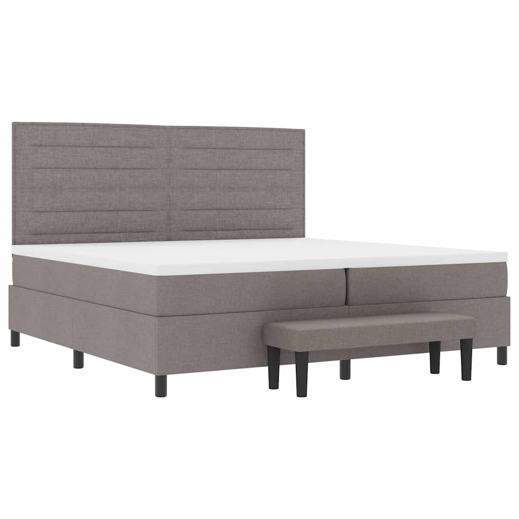 Boxspringbed met hoofdeinde Taupe 200 x 200 cm Stof is nu te koop bij PeponiXL, paradijselijk wonen!