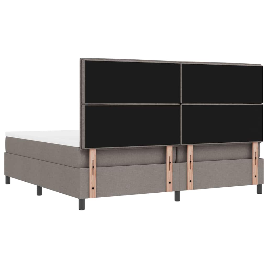 Boxspringbed met hoofdeinde Taupe 200 x 200 cm Stof is nu te koop bij PeponiXL, paradijselijk wonen!