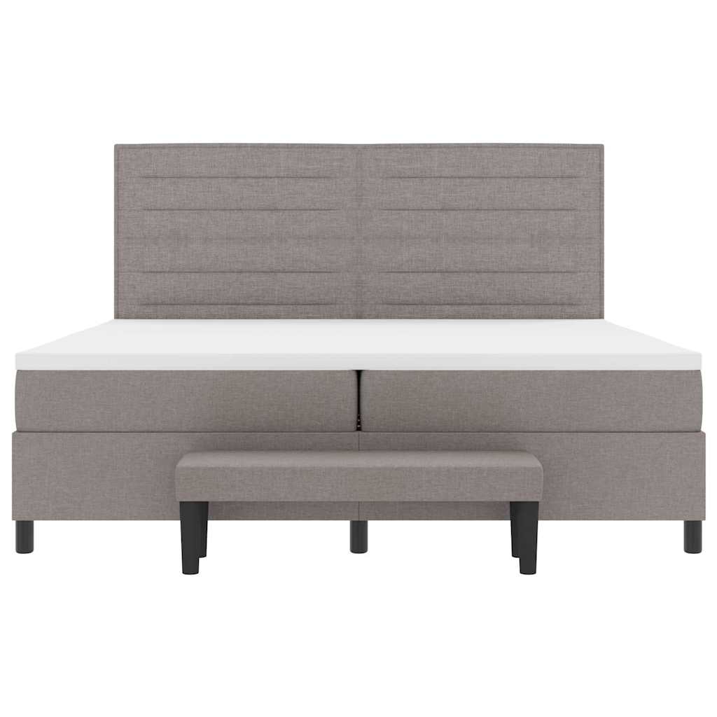 Boxspringbed met hoofdeinde Taupe 200 x 200 cm Stof is nu te koop bij PeponiXL, paradijselijk wonen!