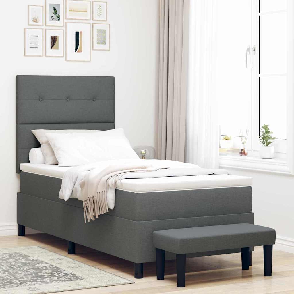 Boxspringbed met hoofdeinde Donkergrijs 80 x 200 cm Stof is nu te koop bij PeponiXL, paradijselijk wonen!