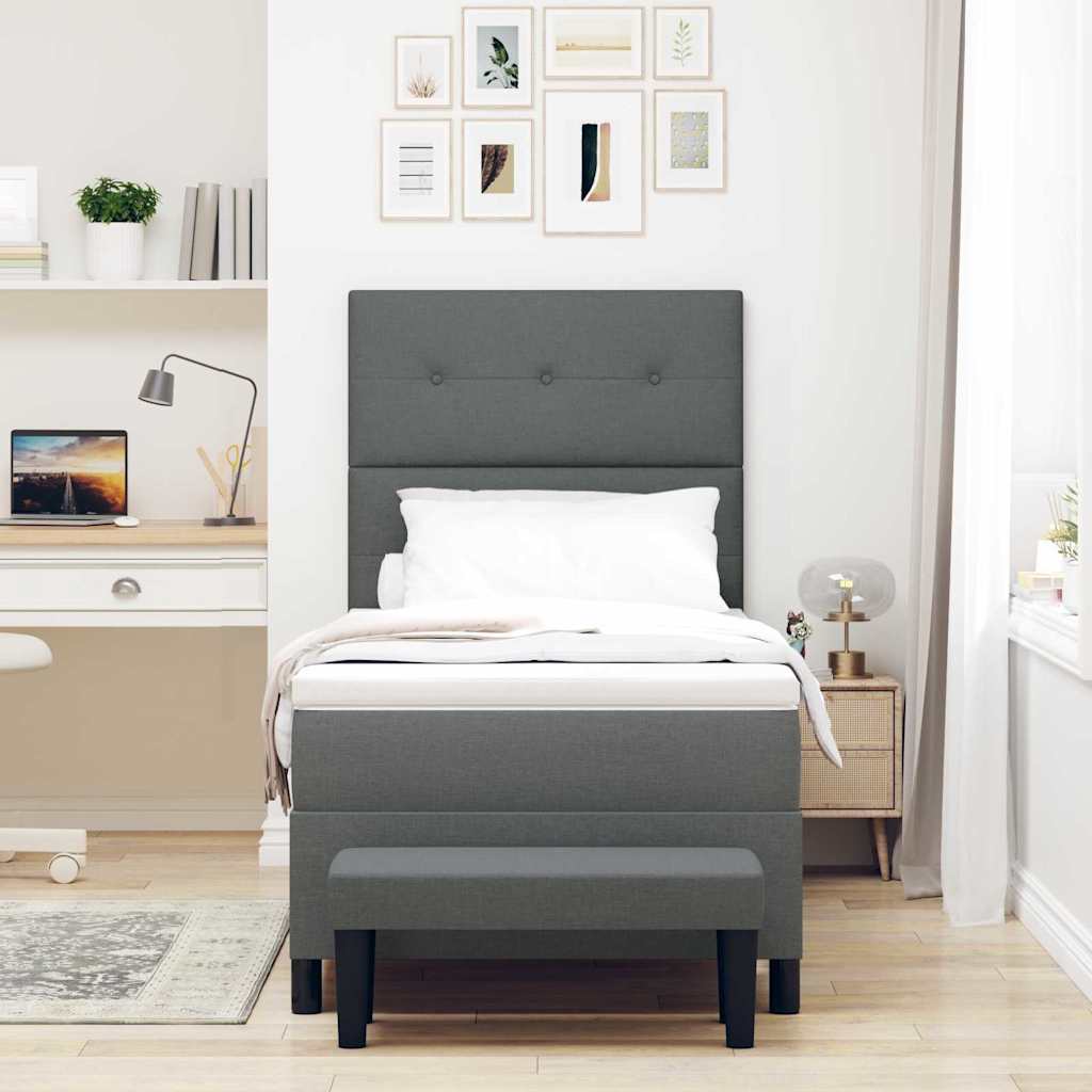 Boxspringbed met hoofdeinde Donkergrijs 80 x 200 cm Stof is nu te koop bij PeponiXL, paradijselijk wonen!