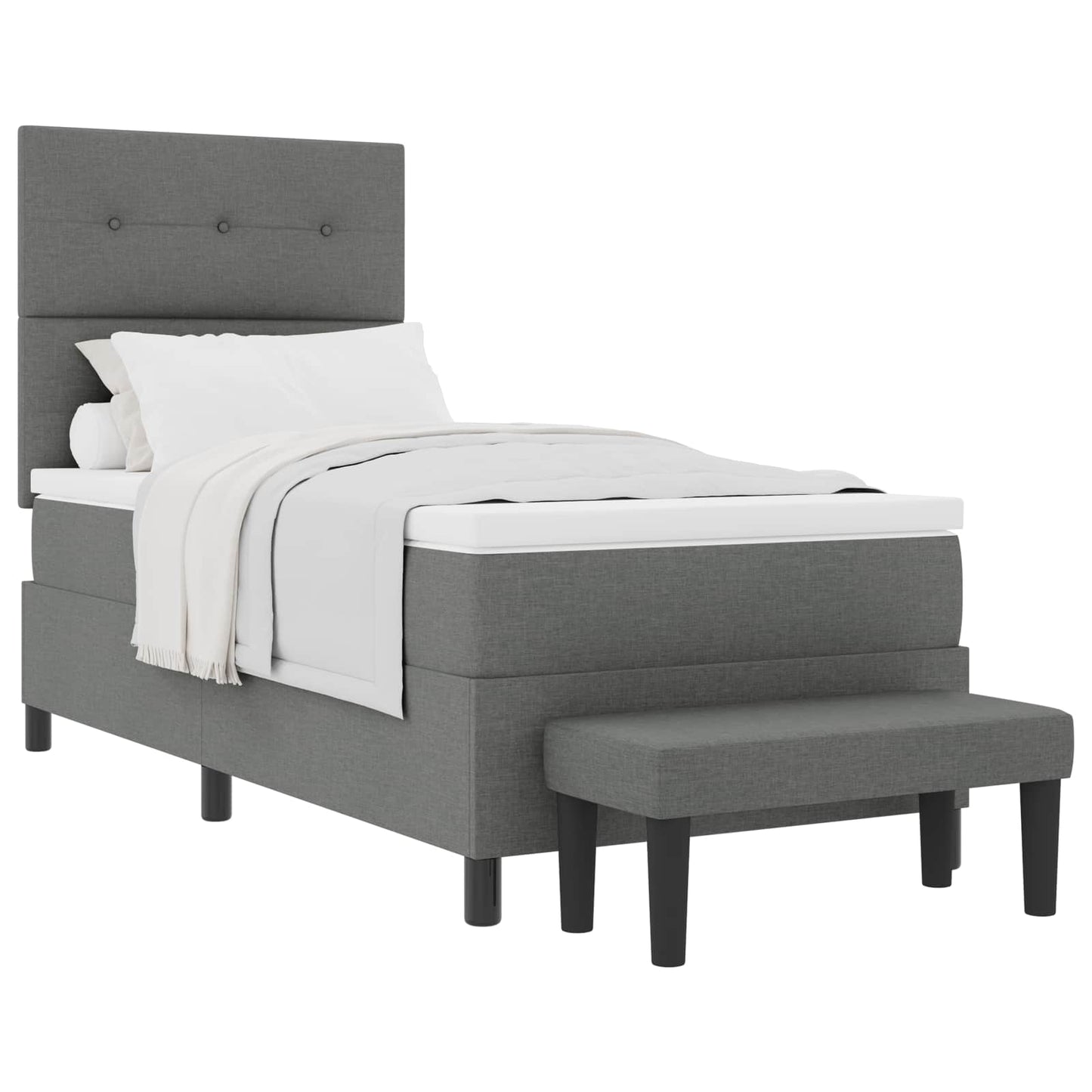 Boxspringbed met hoofdeinde Donkergrijs 80 x 200 cm Stof is nu te koop bij PeponiXL, paradijselijk wonen!