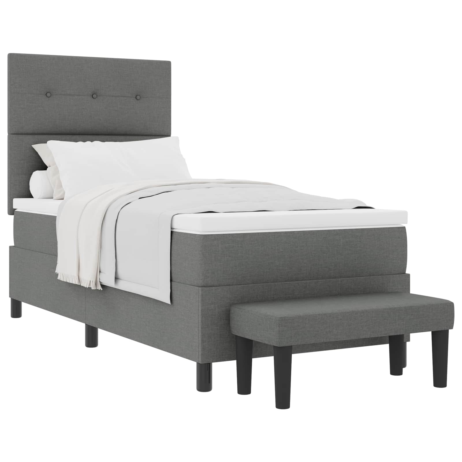 Boxspringbed met hoofdeinde Donkergrijs 80 x 200 cm Stof is nu te koop bij PeponiXL, paradijselijk wonen!
