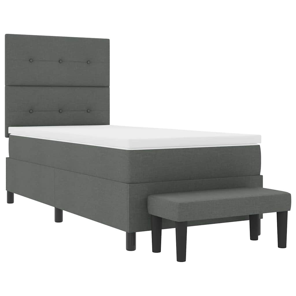 Boxspringbed met hoofdeinde Donkergrijs 80 x 200 cm Stof is nu te koop bij PeponiXL, paradijselijk wonen!