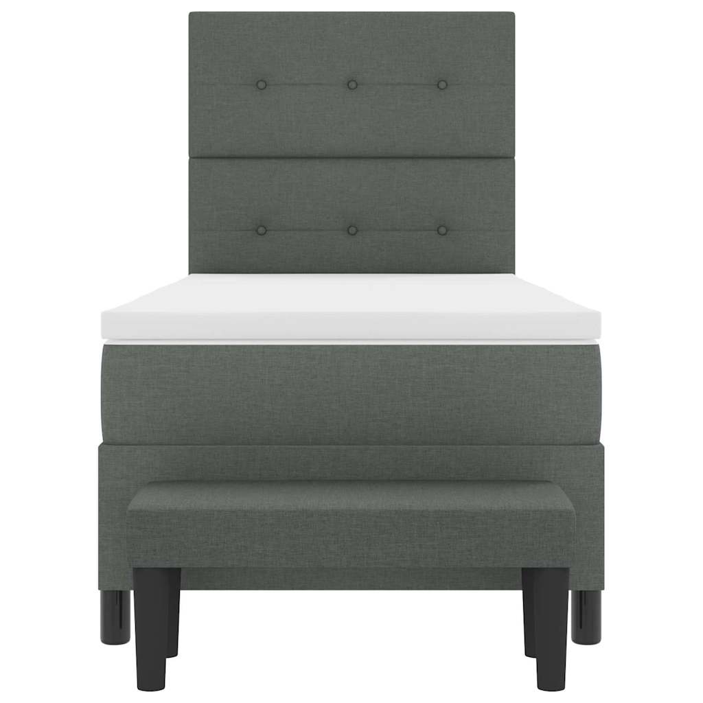 Boxspringbed met hoofdeinde Donkergrijs 80 x 200 cm Stof is nu te koop bij PeponiXL, paradijselijk wonen!