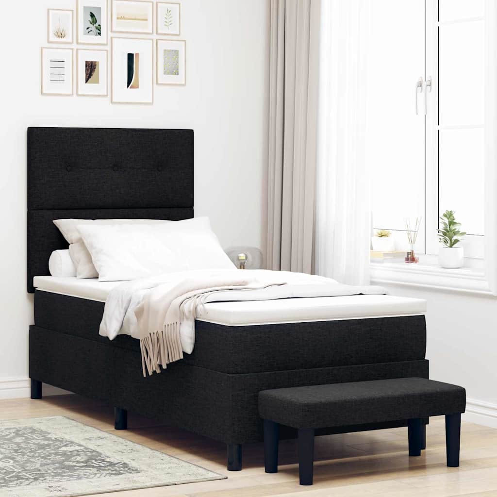 Boxspringbed met hoofdeinde Zwart 80 x 200 cm Stof is nu te koop bij PeponiXL, paradijselijk wonen!