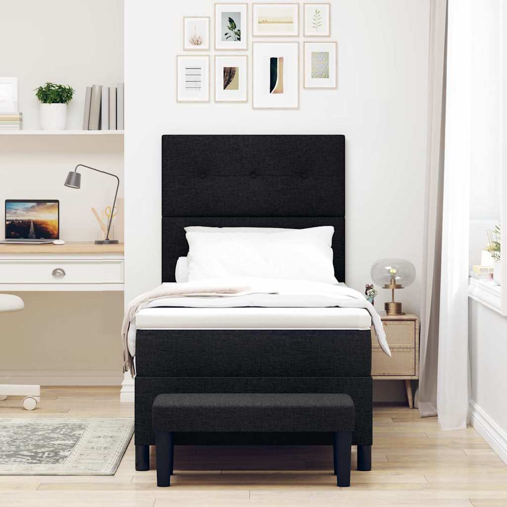 Boxspringbed met hoofdeinde Zwart 80 x 200 cm Stof is nu te koop bij PeponiXL, paradijselijk wonen!