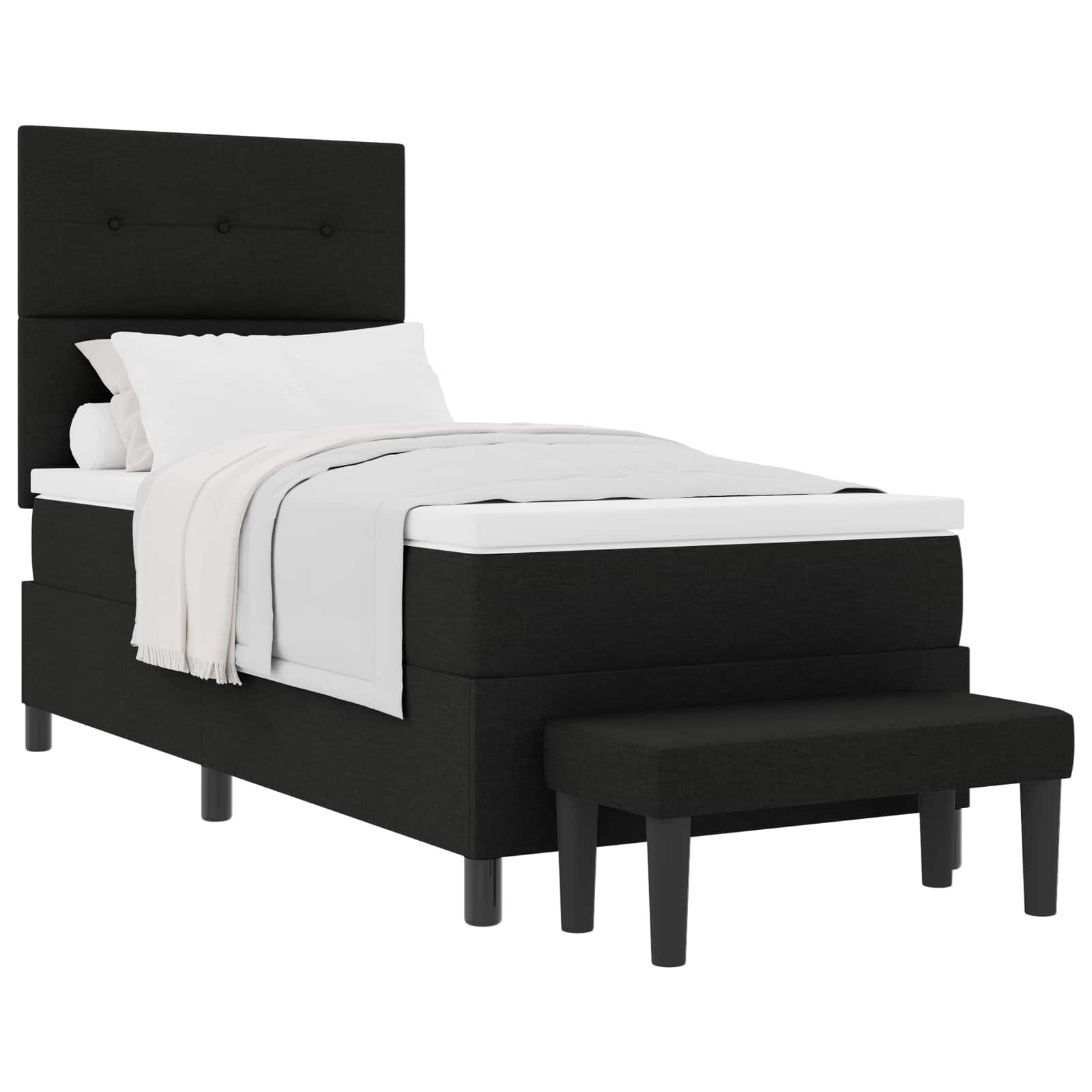 Boxspringbed met hoofdeinde Zwart 80 x 200 cm Stof is nu te koop bij PeponiXL, paradijselijk wonen!