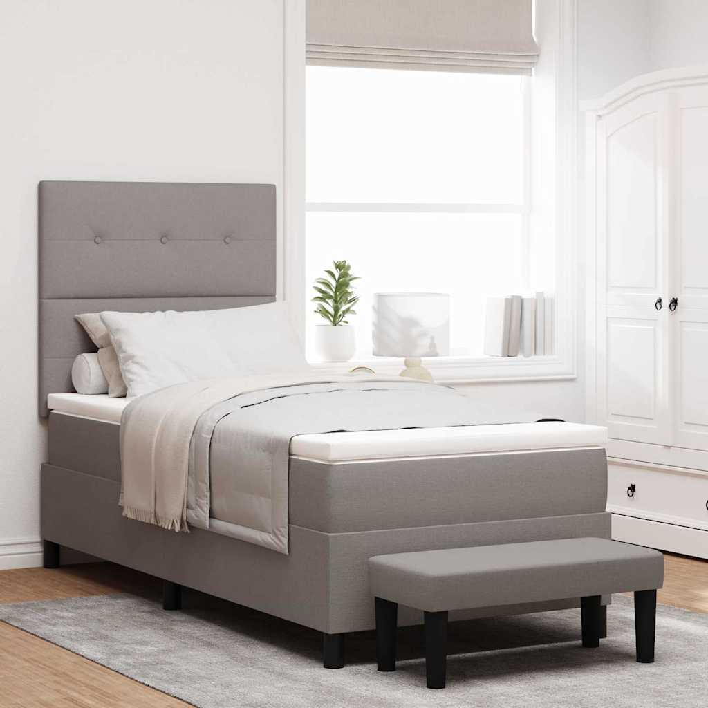 Boxspringbed met hoofdeinde Taupe 90 x 190 cm Stof is nu te koop bij PeponiXL, paradijselijk wonen!