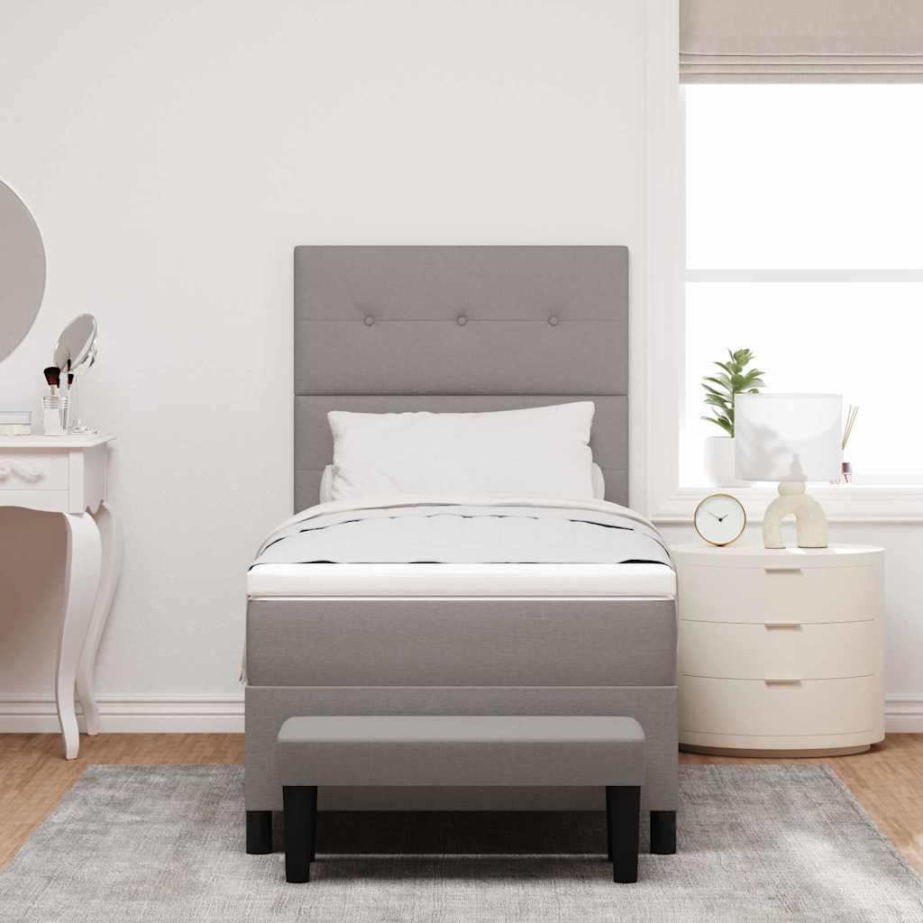 Boxspringbed met hoofdeinde Taupe 90 x 190 cm Stof is nu te koop bij PeponiXL, paradijselijk wonen!