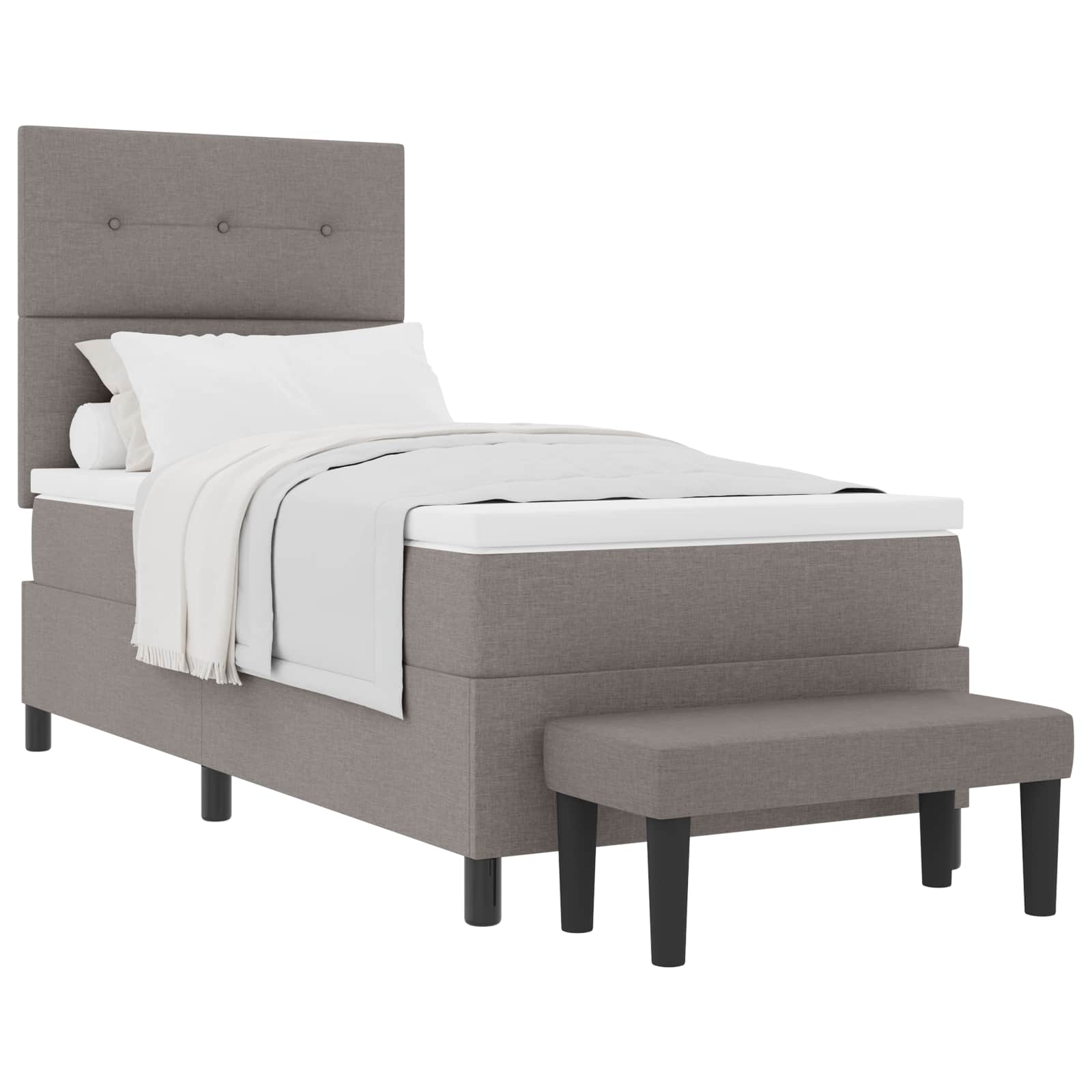 Boxspringbed met hoofdeinde Taupe 90 x 190 cm Stof is nu te koop bij PeponiXL, paradijselijk wonen!