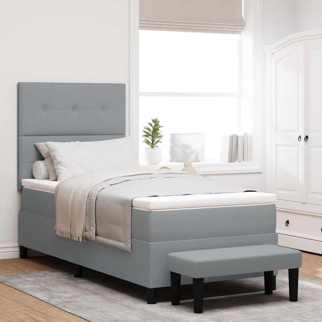 Boxspringbed met hoofdeinde Lichtgrijs 90 x 200 cm Stof is nu te koop bij PeponiXL, paradijselijk wonen!