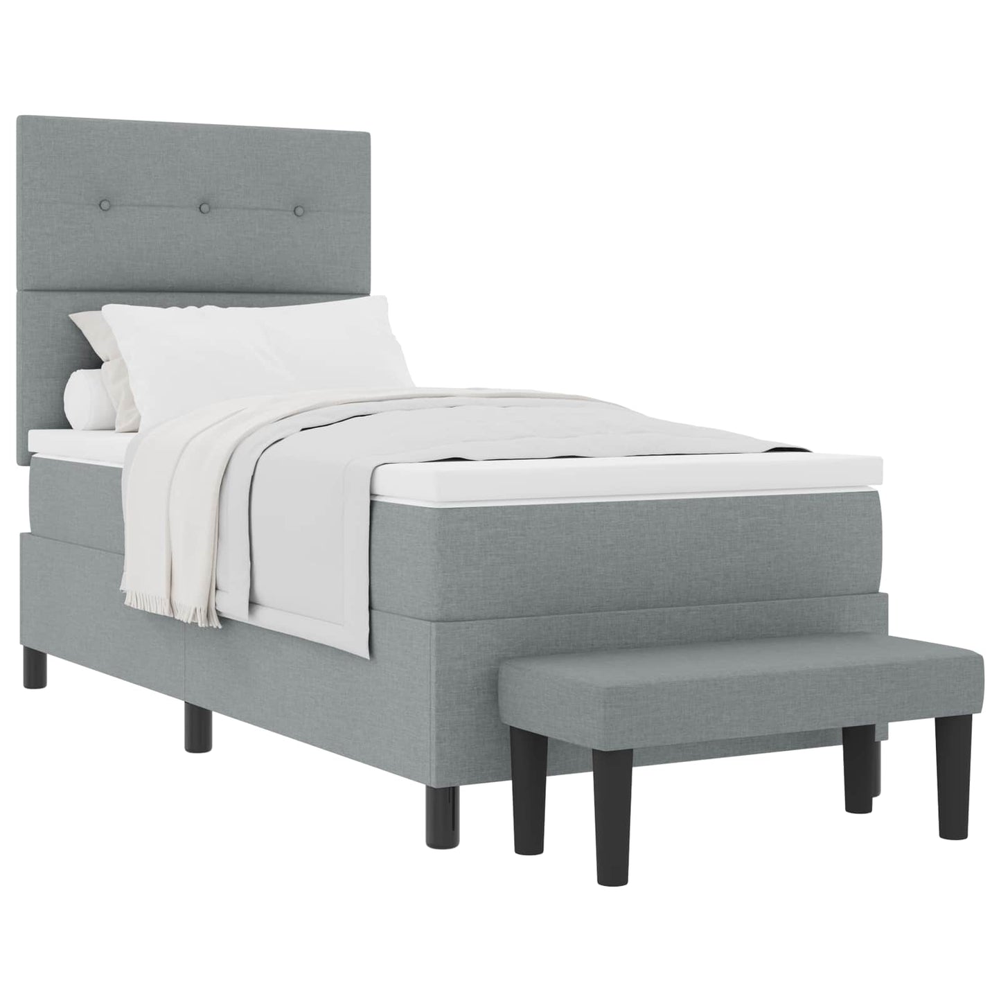 Boxspringbed met hoofdeinde Lichtgrijs 90 x 200 cm Stof is nu te koop bij PeponiXL, paradijselijk wonen!