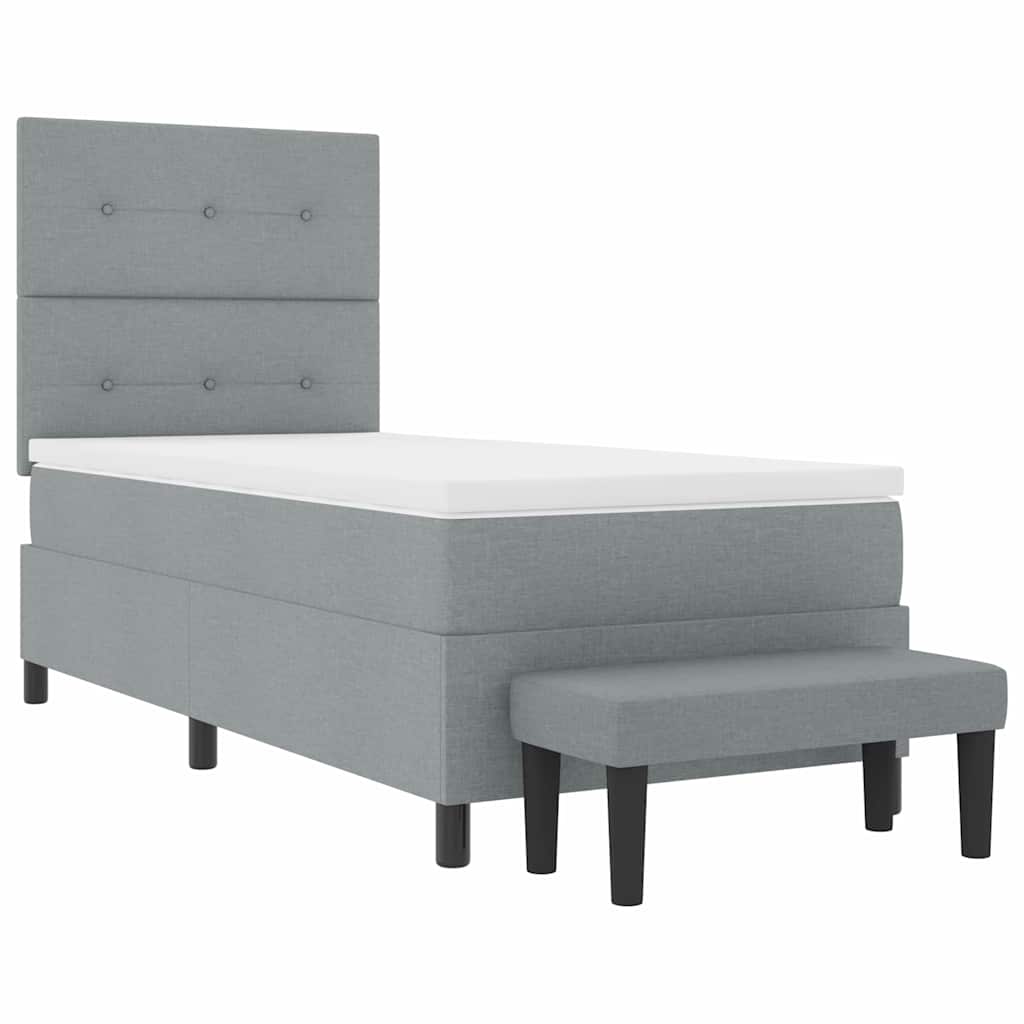 Boxspringbed met hoofdeinde Lichtgrijs 90 x 200 cm Stof is nu te koop bij PeponiXL, paradijselijk wonen!