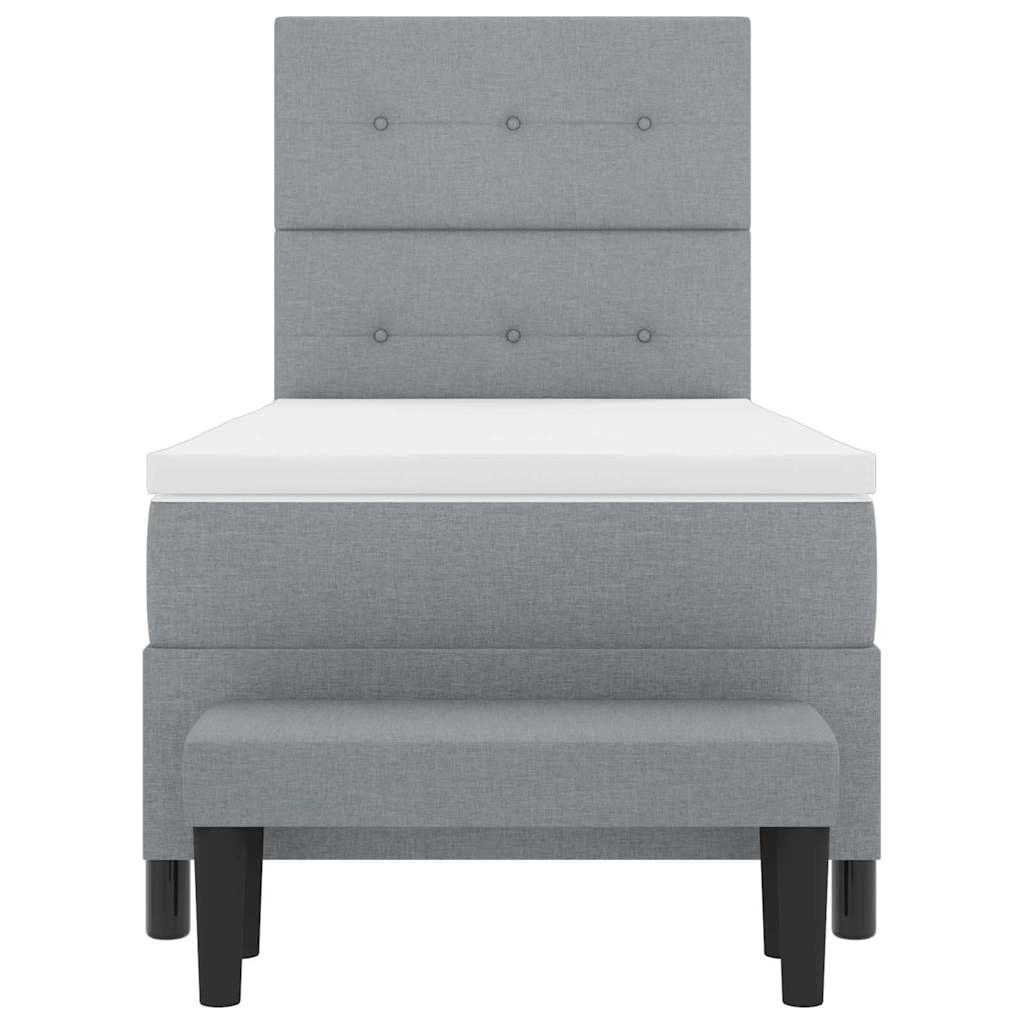 Boxspringbed met hoofdeinde Lichtgrijs 90 x 200 cm Stof is nu te koop bij PeponiXL, paradijselijk wonen!