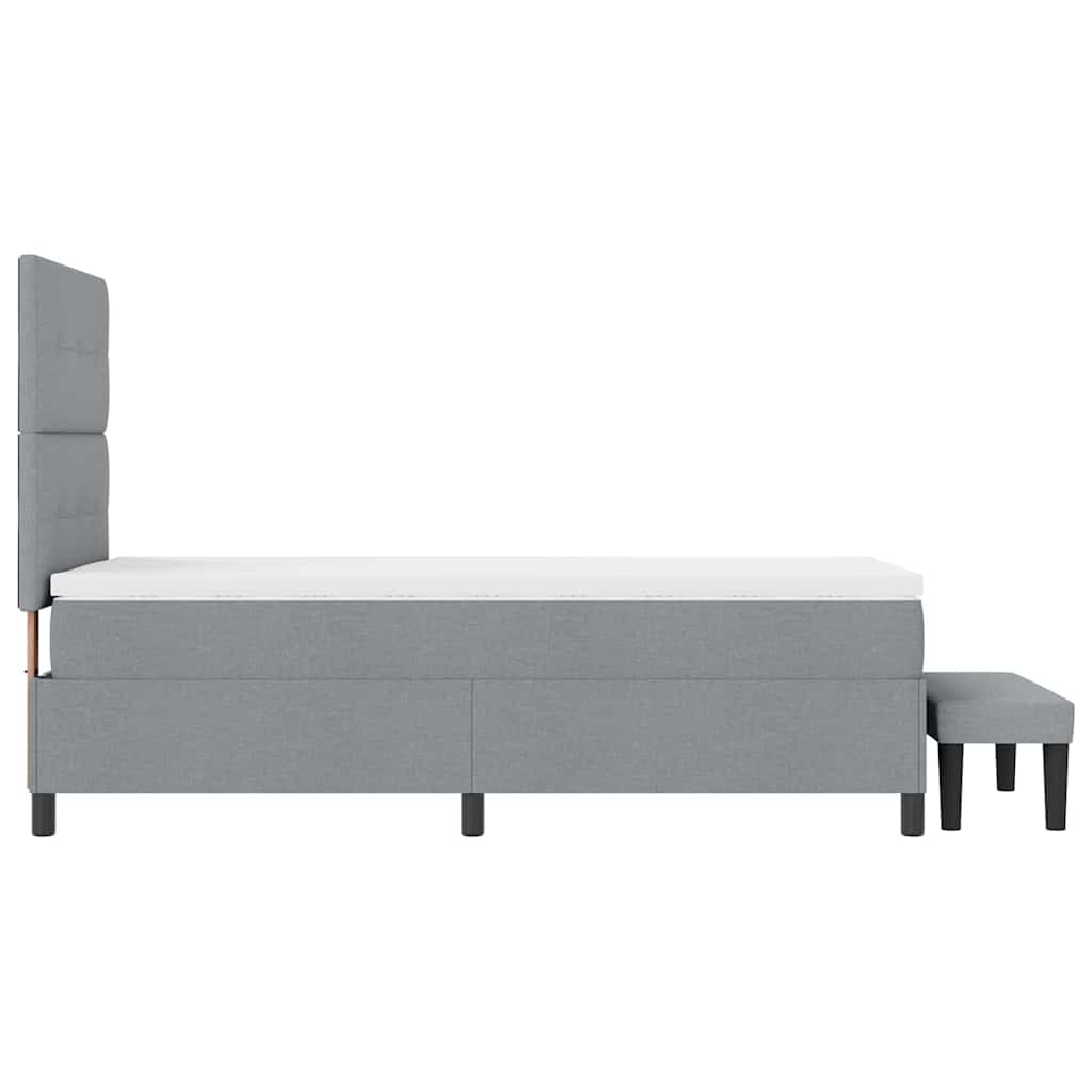 Boxspringbed met hoofdeinde Lichtgrijs 90 x 200 cm Stof is nu te koop bij PeponiXL, paradijselijk wonen!