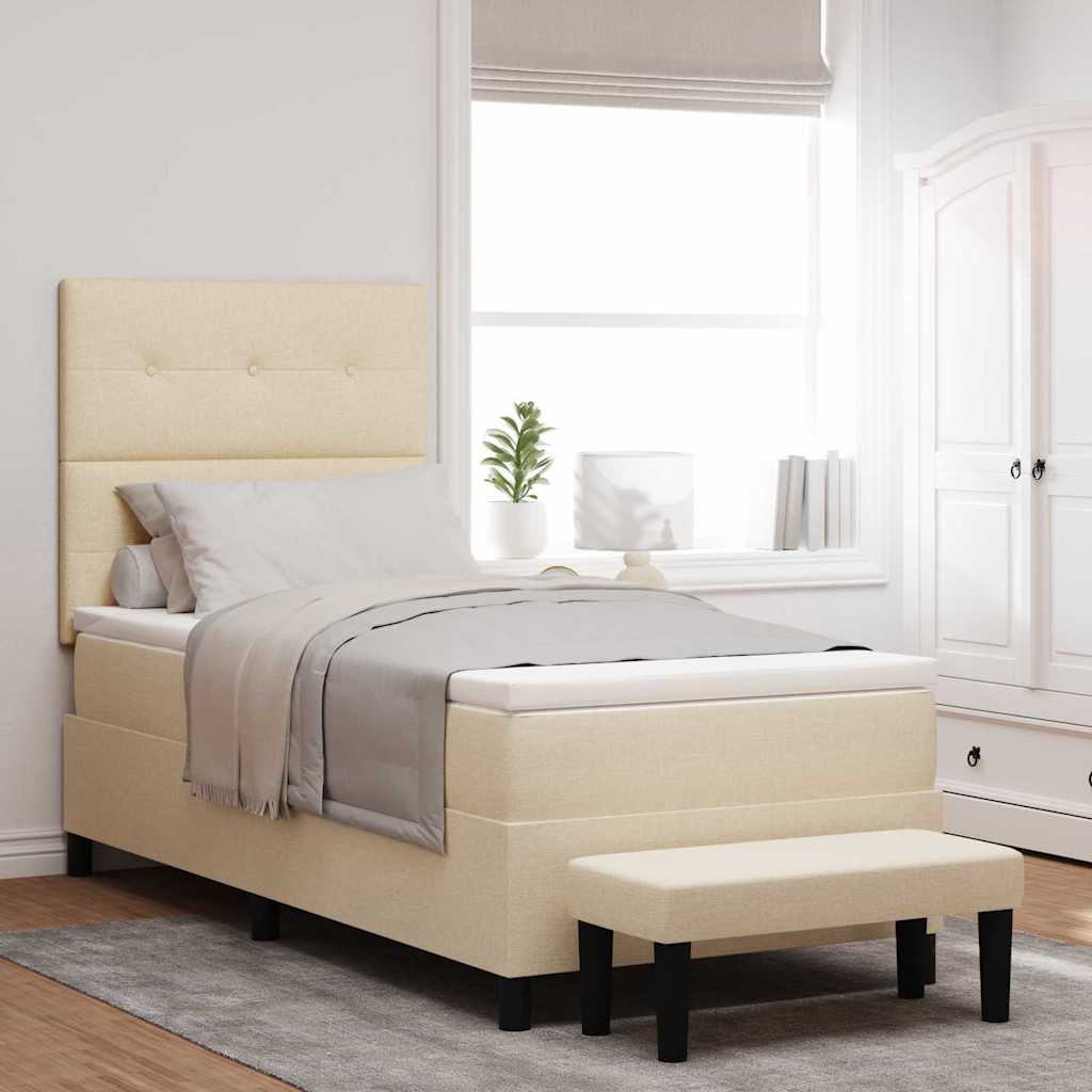 Boxspringbed met hoofdeinde Crème 100 x 200 cm Stof is nu te koop bij PeponiXL, paradijselijk wonen!