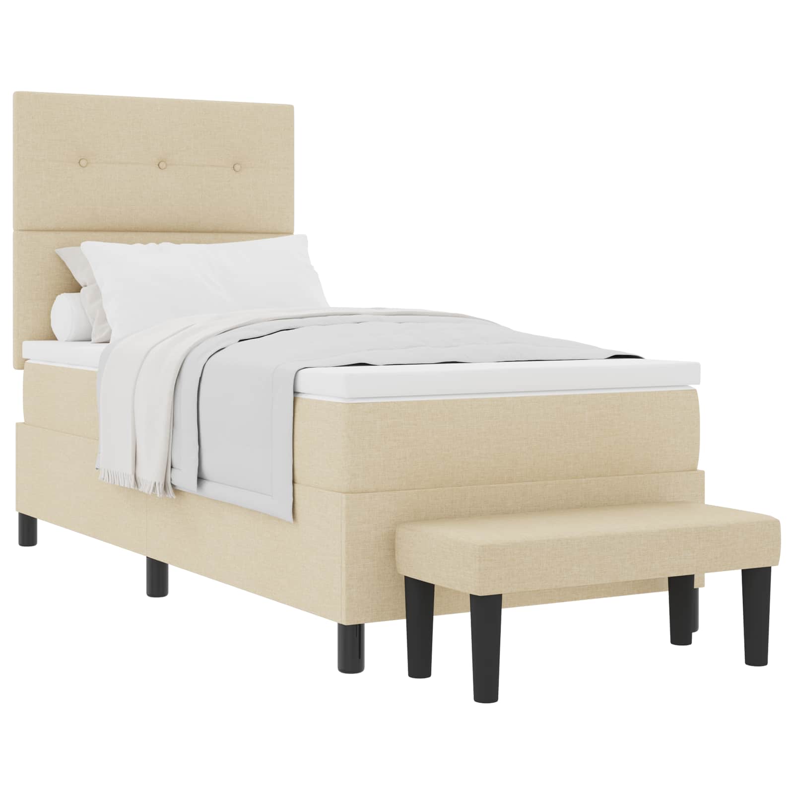 Boxspringbed met hoofdeinde Crème 100 x 200 cm Stof is nu te koop bij PeponiXL, paradijselijk wonen!