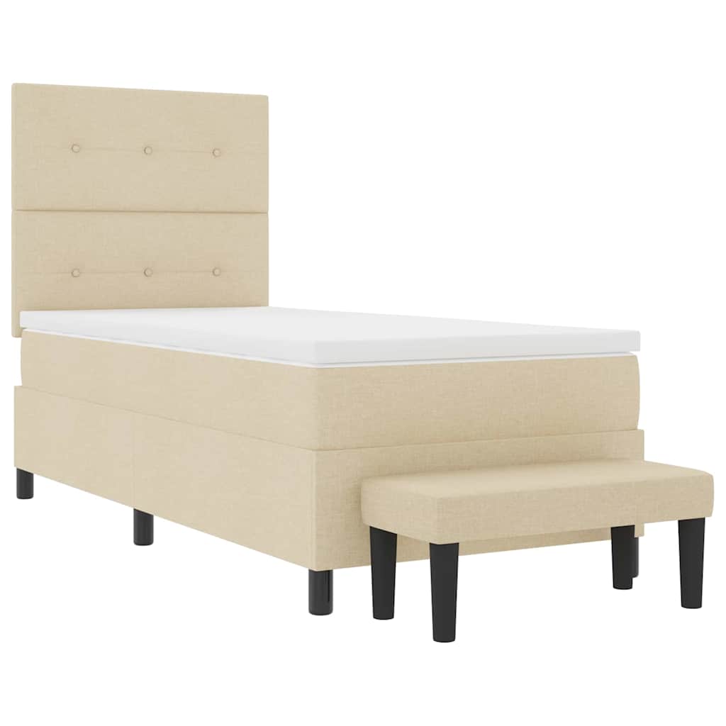 Boxspringbed met hoofdeinde Crème 100 x 200 cm Stof is nu te koop bij PeponiXL, paradijselijk wonen!