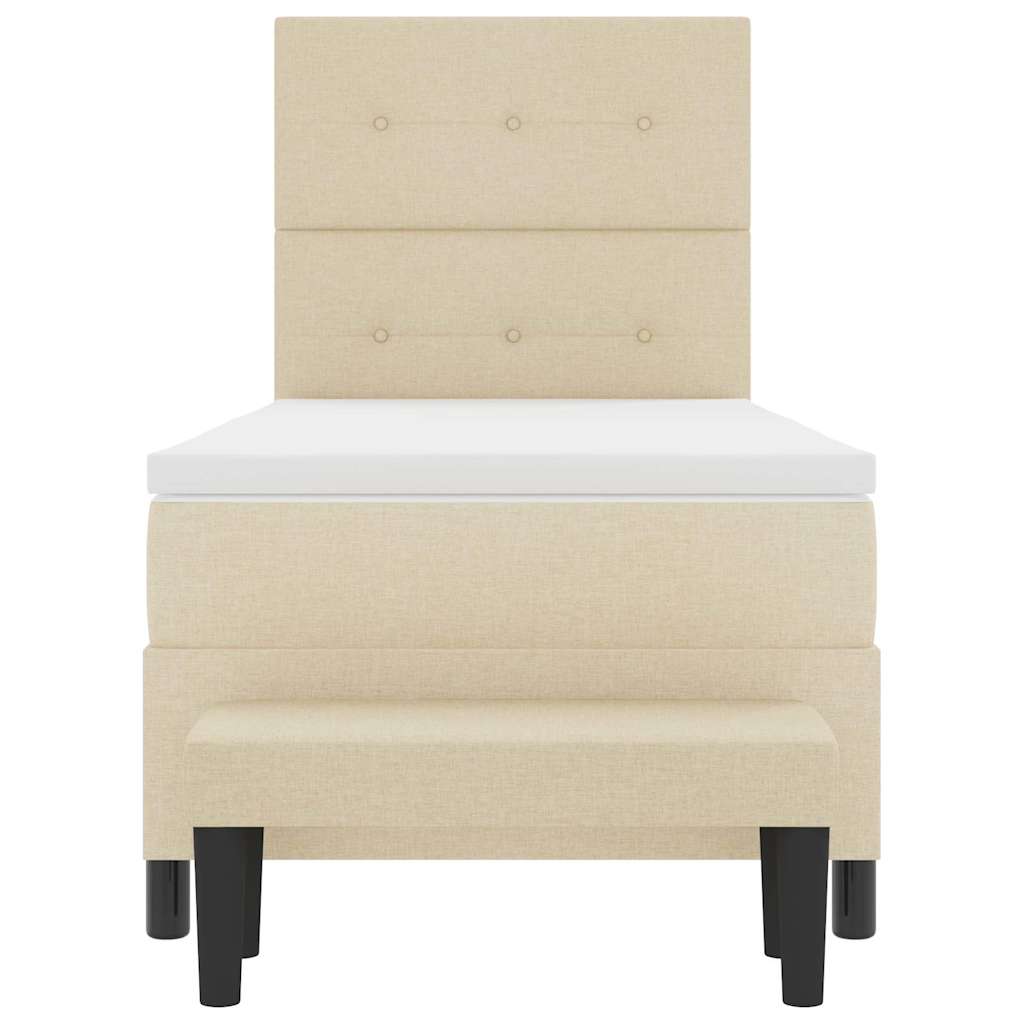 Boxspringbed met hoofdeinde Crème 100 x 200 cm Stof is nu te koop bij PeponiXL, paradijselijk wonen!