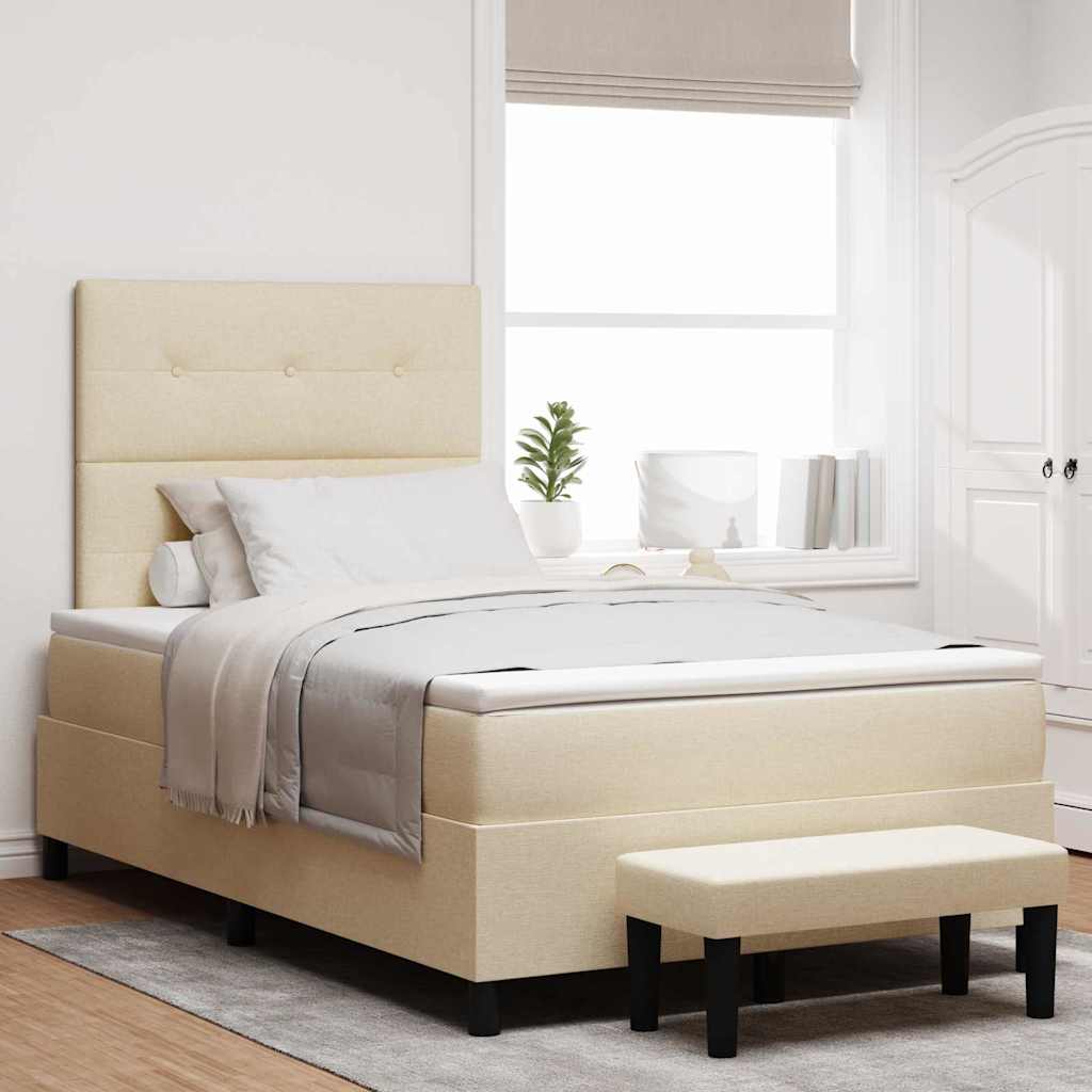 Boxspringbed met hoofdeinde Crème 120 x 190 cm Stof is nu te koop bij PeponiXL, paradijselijk wonen!