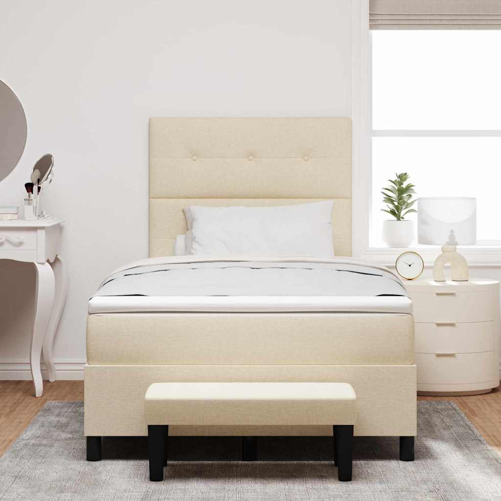Boxspringbed met hoofdeinde Crème 120 x 190 cm Stof is nu te koop bij PeponiXL, paradijselijk wonen!