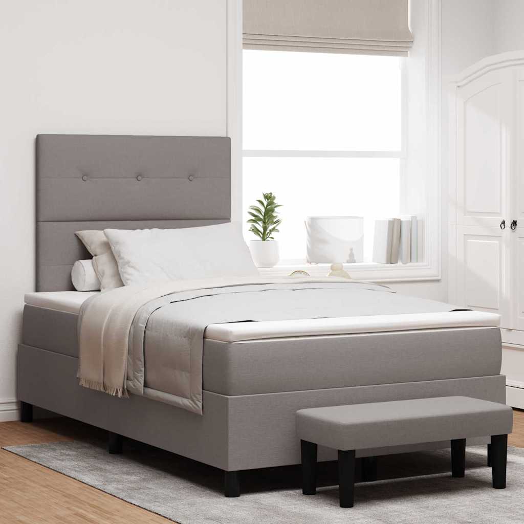 Boxspringbed met matras met hoofdeinde Taupe 120 x 200 cm Stof is nu te koop bij PeponiXL, paradijselijk wonen!
