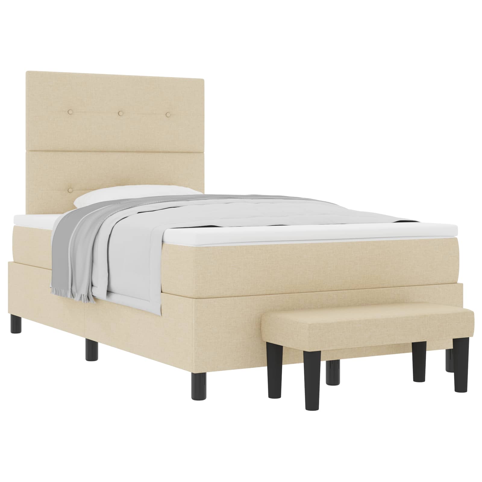 Boxspringbed met matras met hoofdeinde Crème 120 x 200 cm Stof is nu te koop bij PeponiXL, paradijselijk wonen!