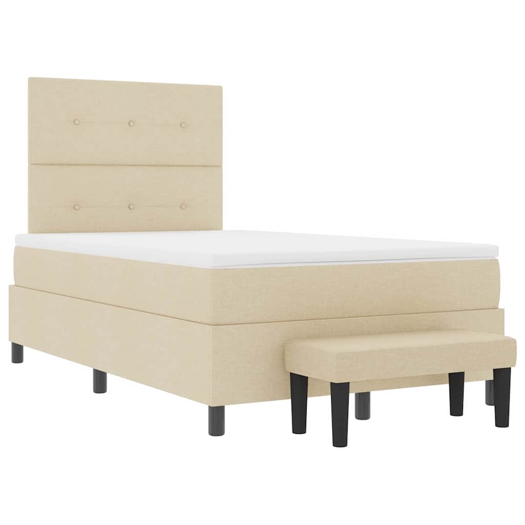 Boxspringbed met matras met hoofdeinde Crème 120 x 200 cm Stof is nu te koop bij PeponiXL, paradijselijk wonen!