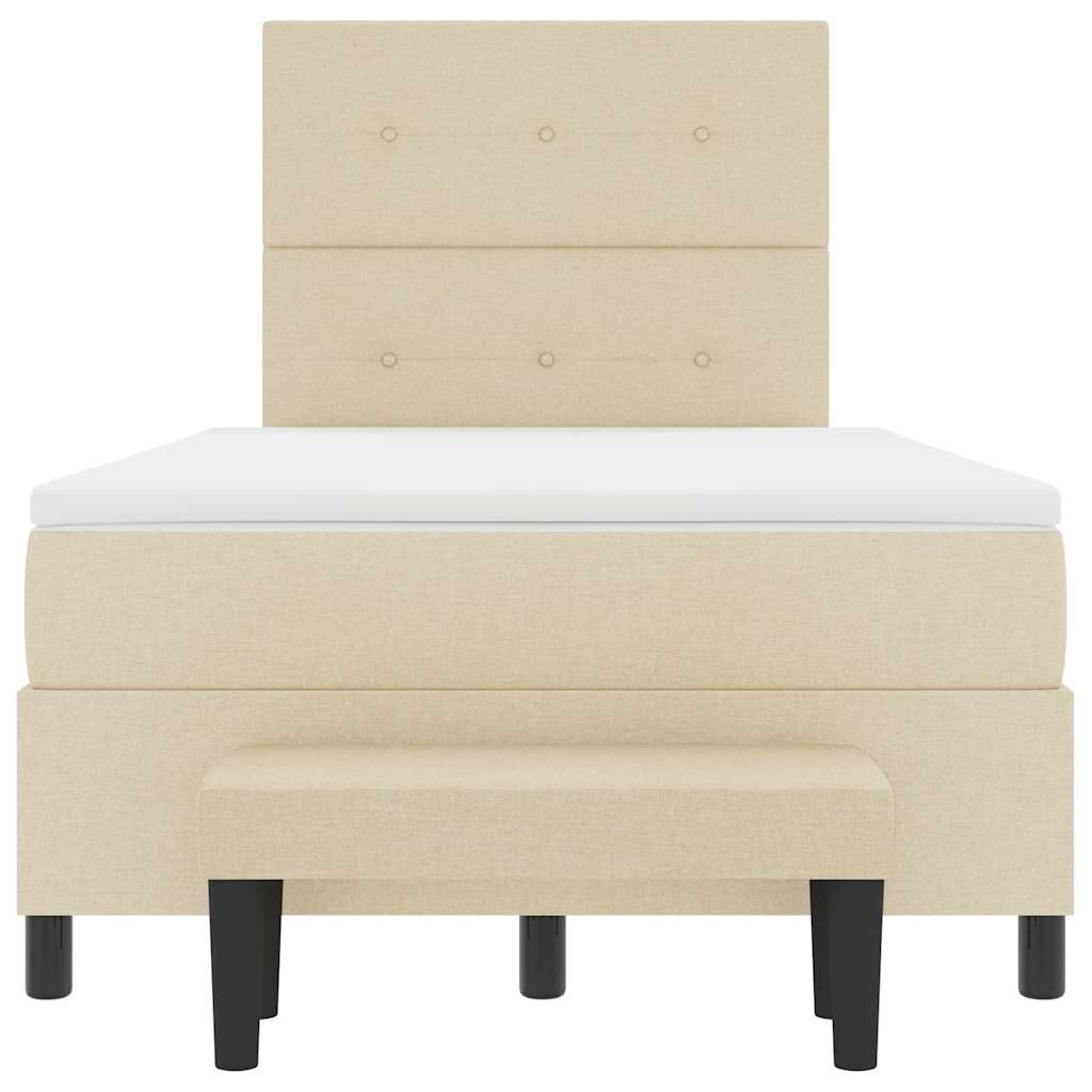 Boxspringbed met matras met hoofdeinde Crème 120 x 200 cm Stof is nu te koop bij PeponiXL, paradijselijk wonen!