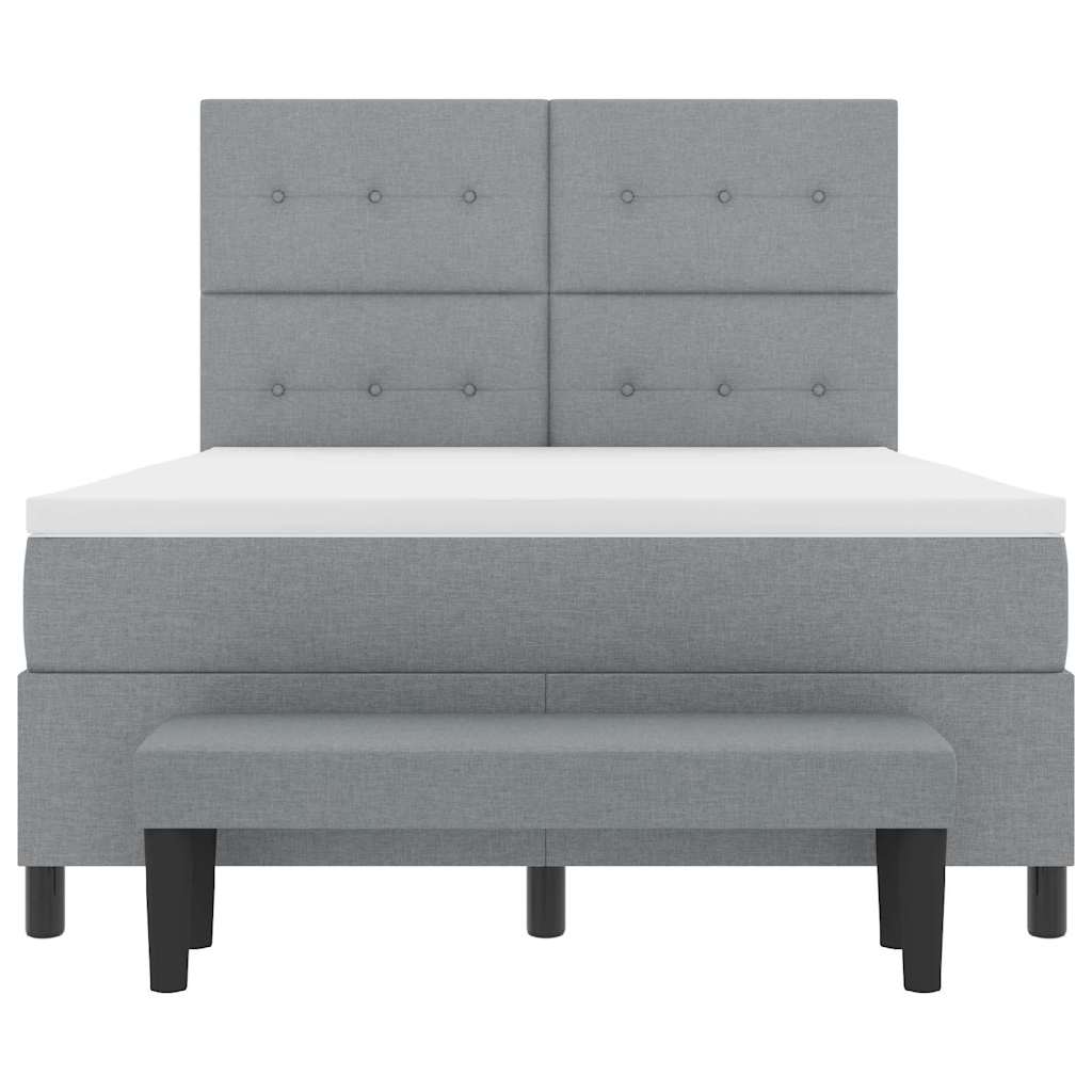 Boxspringbed met matras Lichtgrijs 140 x 190 cm Stof is nu te koop bij PeponiXL, paradijselijk wonen!