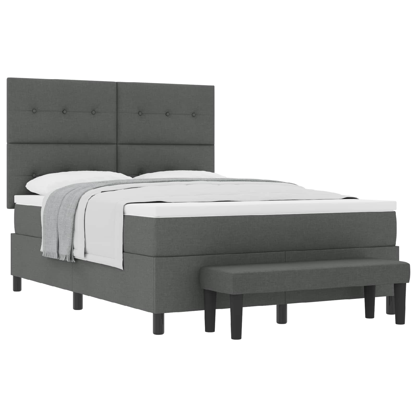 Boxspringbed met kussen Donkergrijs 140 x 190 cm Stof is nu te koop bij PeponiXL, paradijselijk wonen!