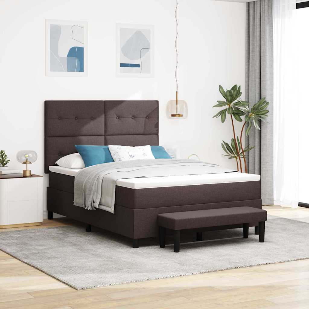 Boxspringbed met hoofdeinde Donkerbruin 140 x 190 cm Stof is nu te koop bij PeponiXL, paradijselijk wonen!