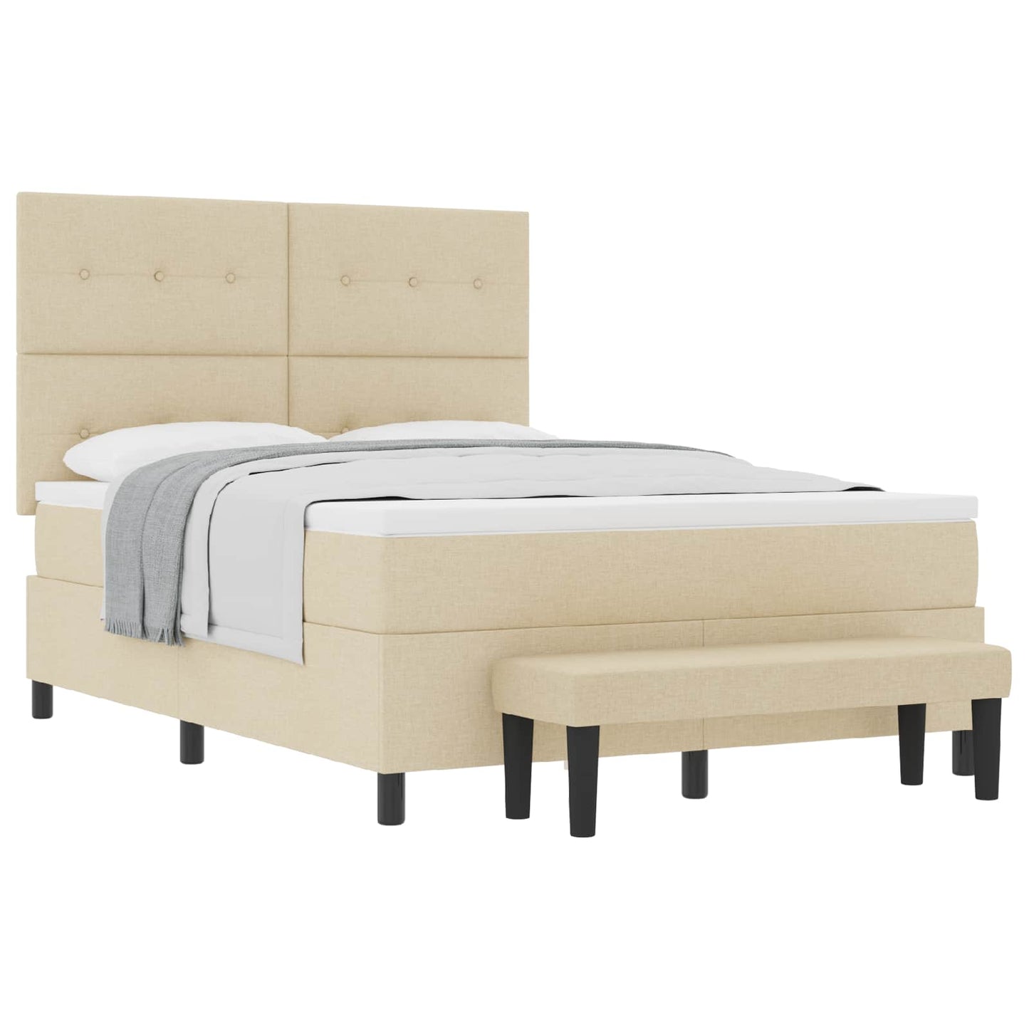 Boxspringbed met hoofdeinde Crème 140 x 190 cm Stof is nu te koop bij PeponiXL, paradijselijk wonen!
