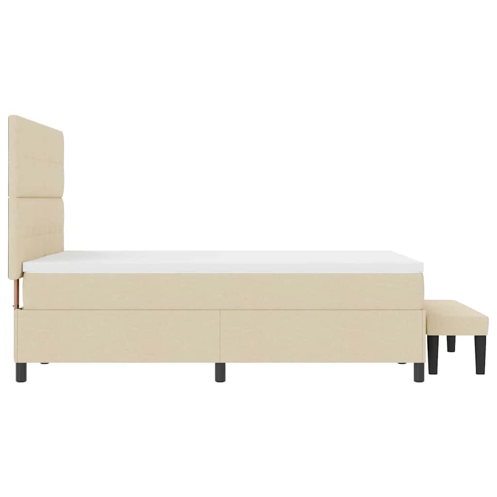 Boxspringbed met hoofdeinde Crème 140 x 190 cm Stof is nu te koop bij PeponiXL, paradijselijk wonen!
