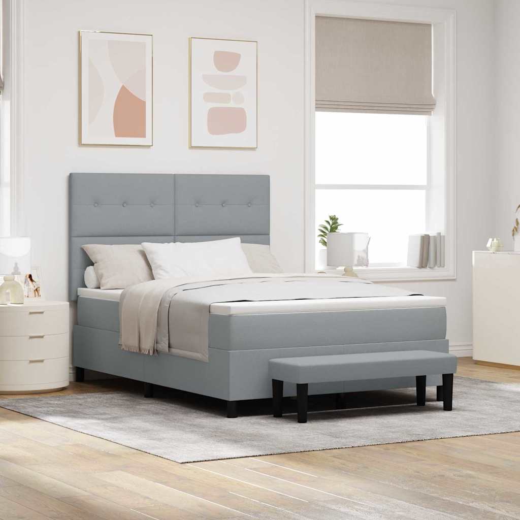 Boxspringbed met hoofdeinde Lichtgrijs 140 x 200 cm Stof is nu te koop bij PeponiXL, paradijselijk wonen!