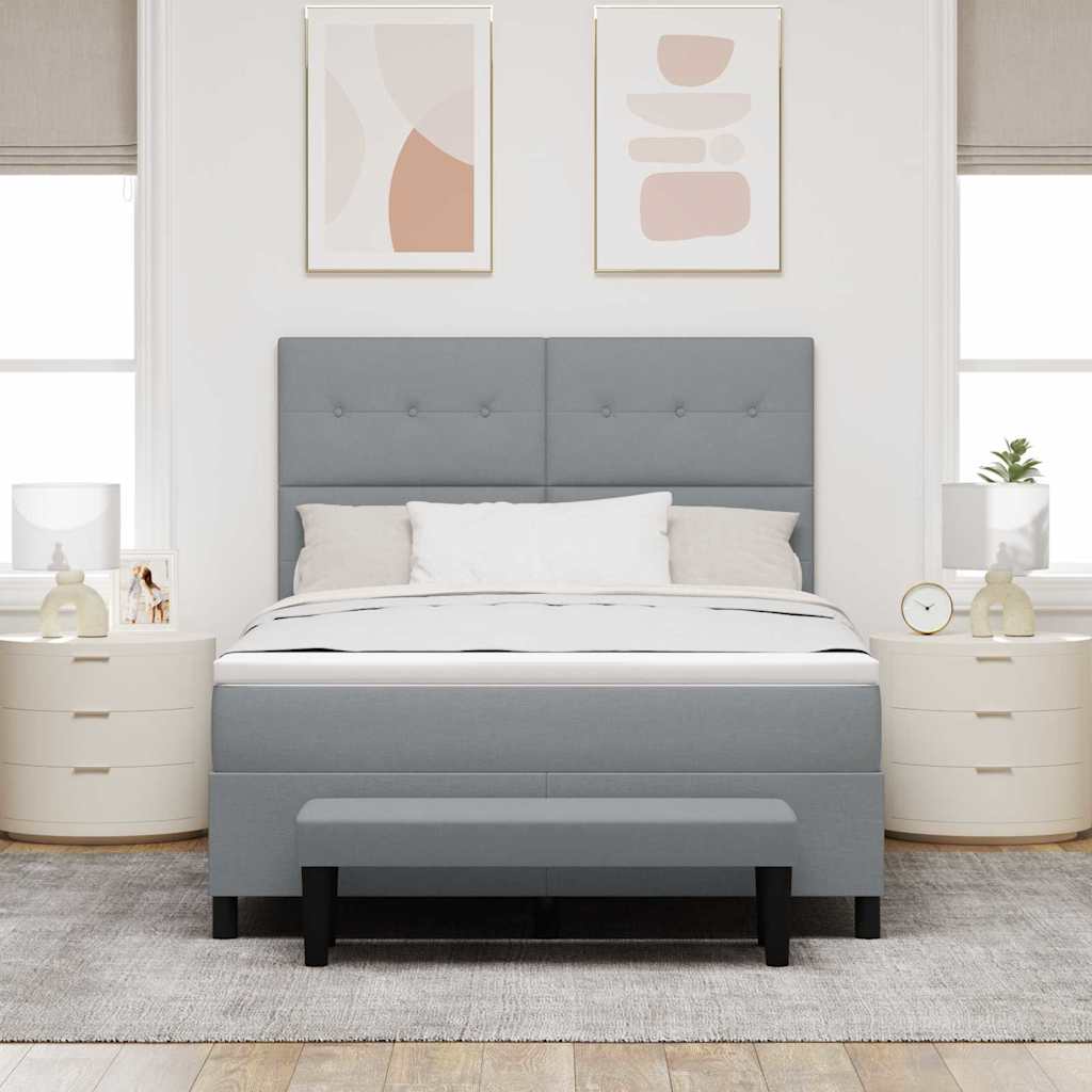 Boxspringbed met hoofdeinde Lichtgrijs 140 x 200 cm Stof is nu te koop bij PeponiXL, paradijselijk wonen!