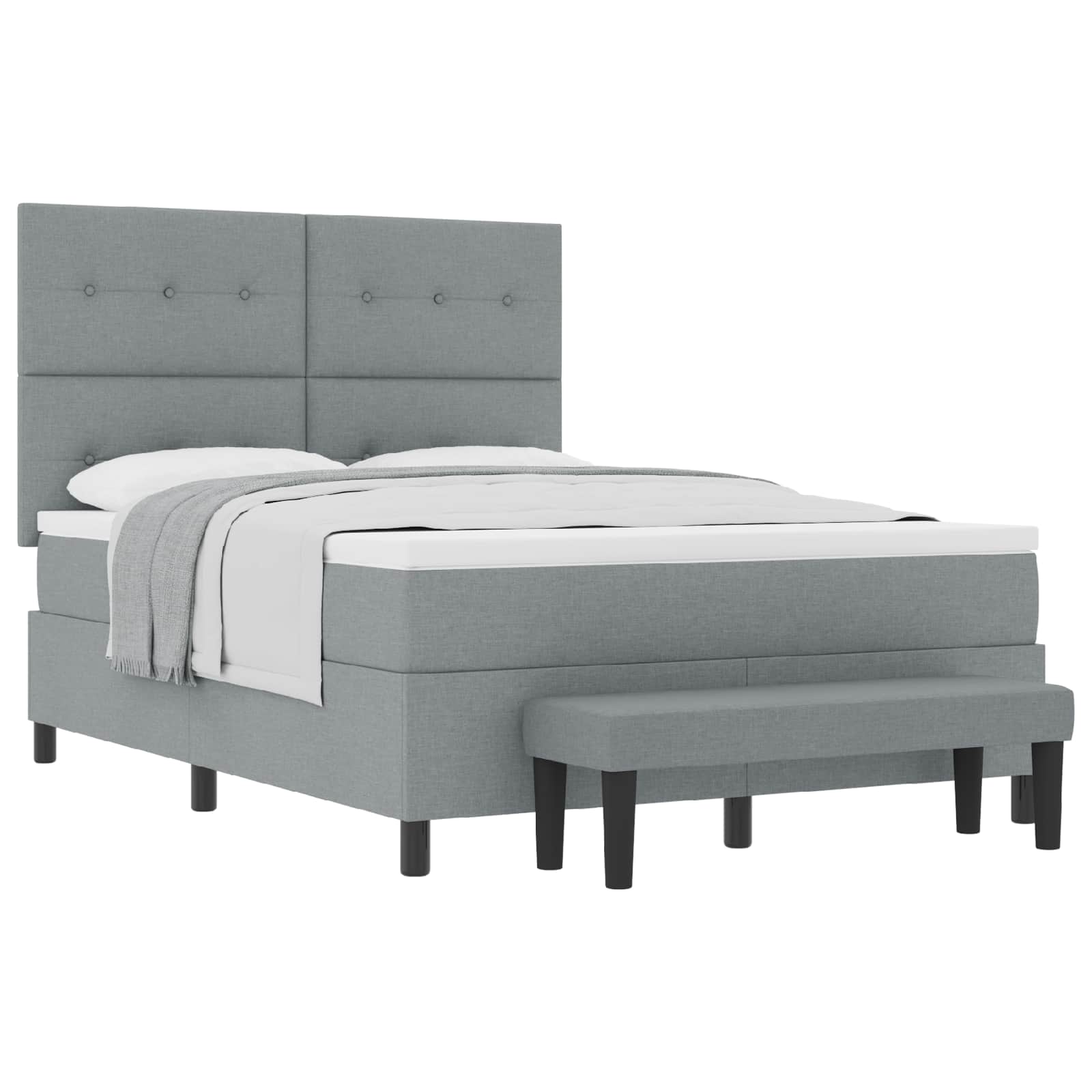 Boxspringbed met hoofdeinde Lichtgrijs 140 x 200 cm Stof is nu te koop bij PeponiXL, paradijselijk wonen!