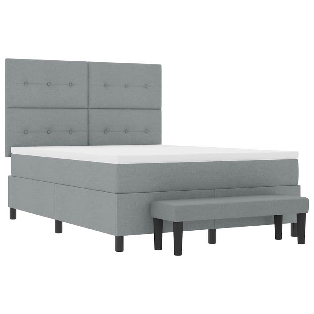 Boxspringbed met hoofdeinde Lichtgrijs 140 x 200 cm Stof is nu te koop bij PeponiXL, paradijselijk wonen!