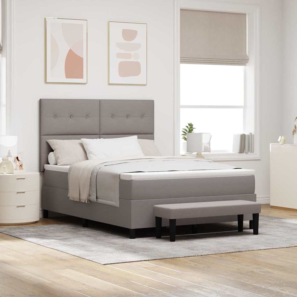 Boxspringbed met hoofdeinde Taupe 140 x 200 cm Stof is nu te koop bij PeponiXL, paradijselijk wonen!