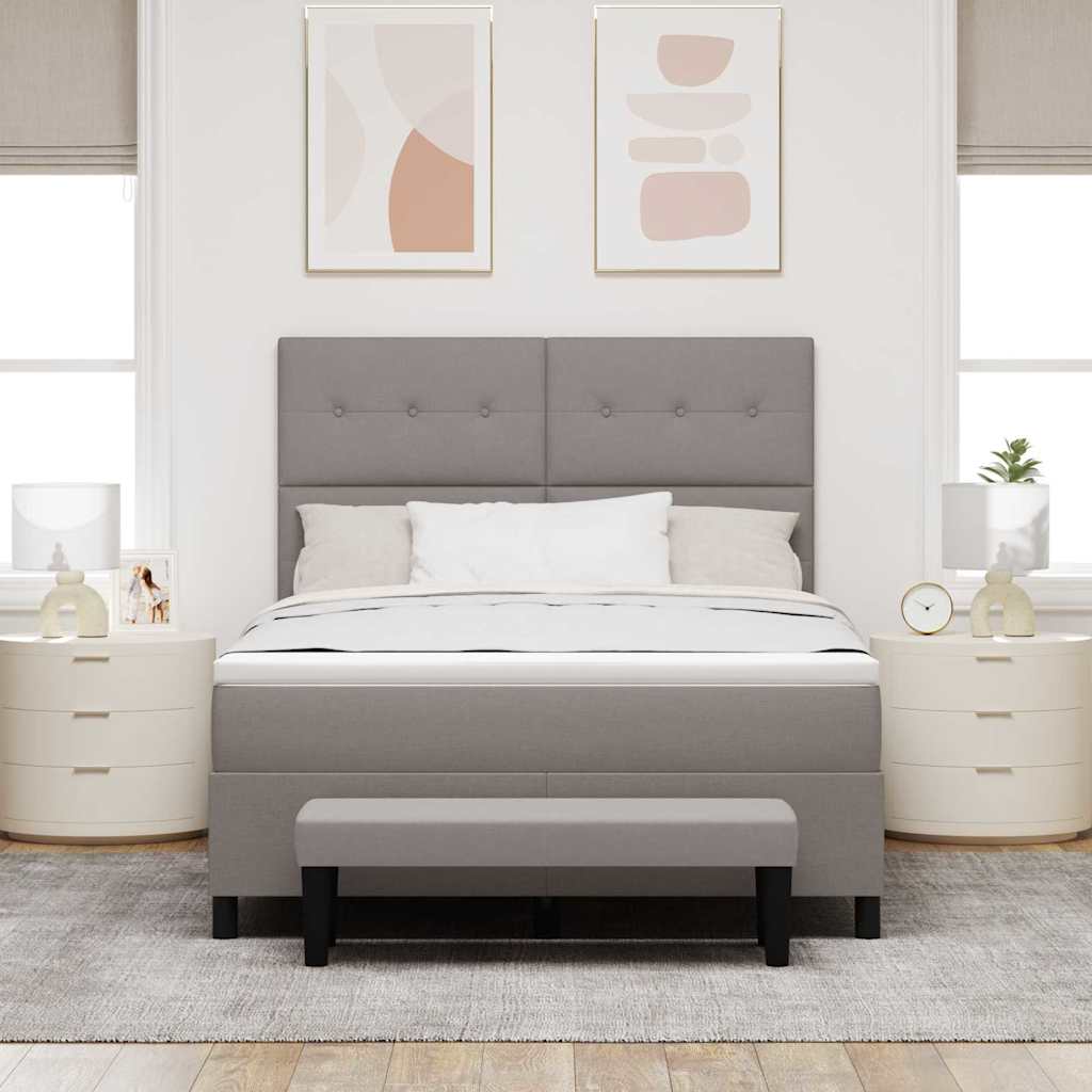 Boxspringbed met hoofdeinde Taupe 140 x 200 cm Stof is nu te koop bij PeponiXL, paradijselijk wonen!