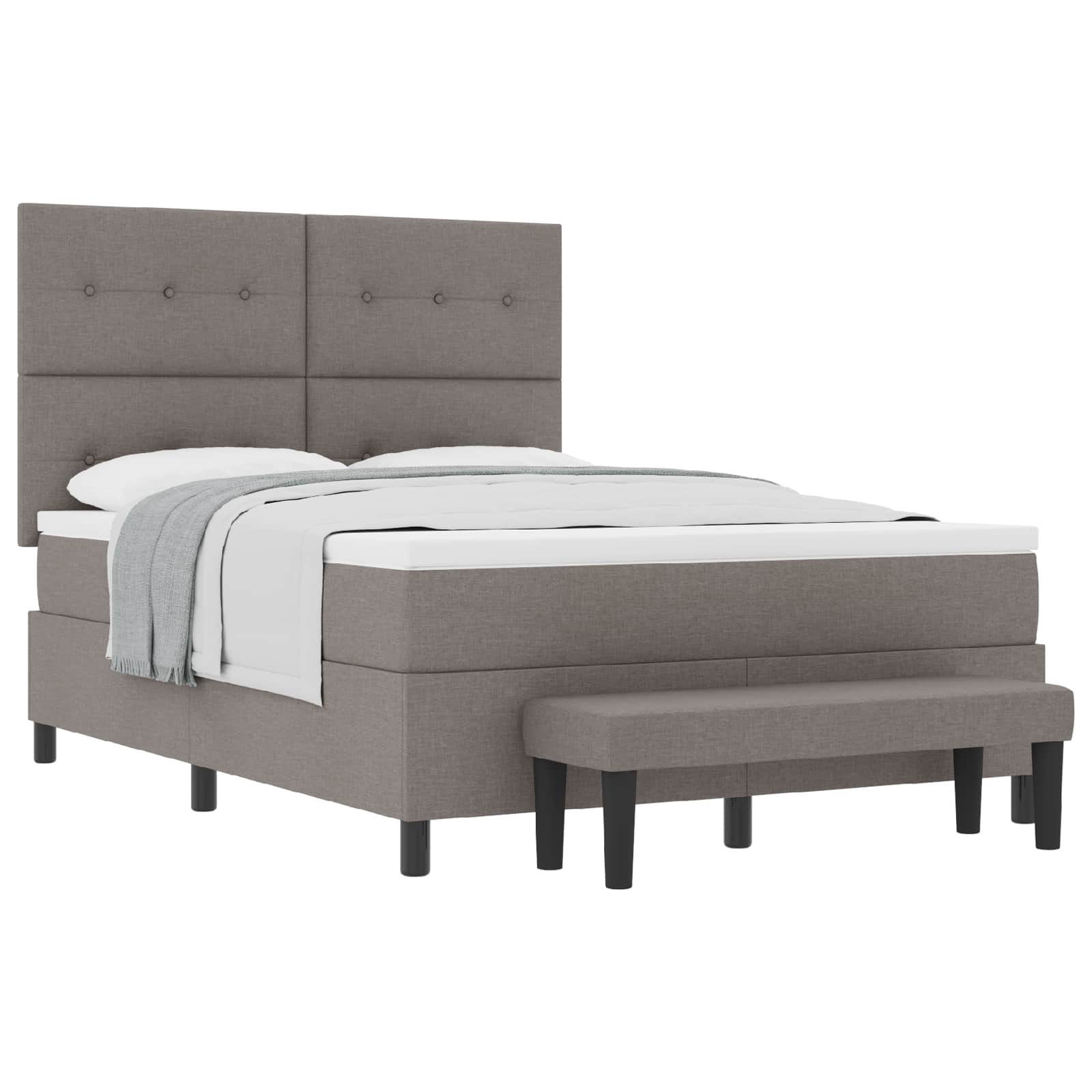 Boxspringbed met hoofdeinde Taupe 140 x 200 cm Stof is nu te koop bij PeponiXL, paradijselijk wonen!
