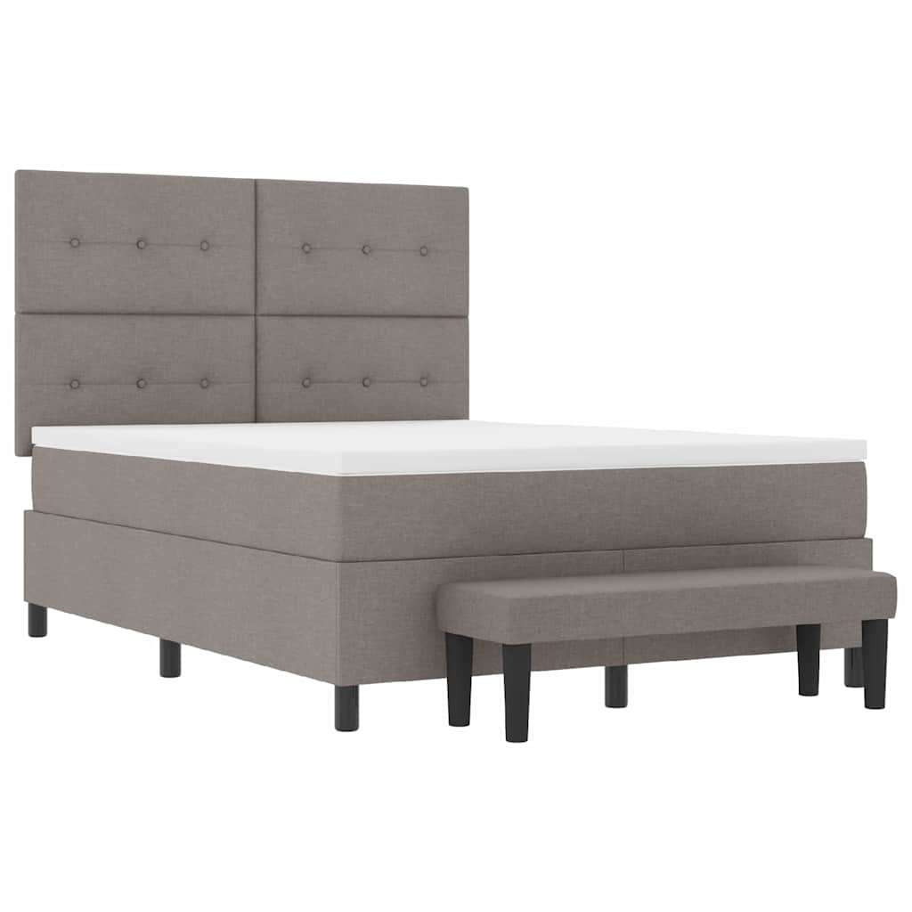 Boxspringbed met hoofdeinde Taupe 140 x 200 cm Stof is nu te koop bij PeponiXL, paradijselijk wonen!