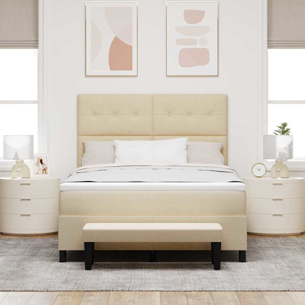 Boxspringbed met matras met hoofdeinde Crème 140 x 200 cm Stof is nu te koop bij PeponiXL, paradijselijk wonen!