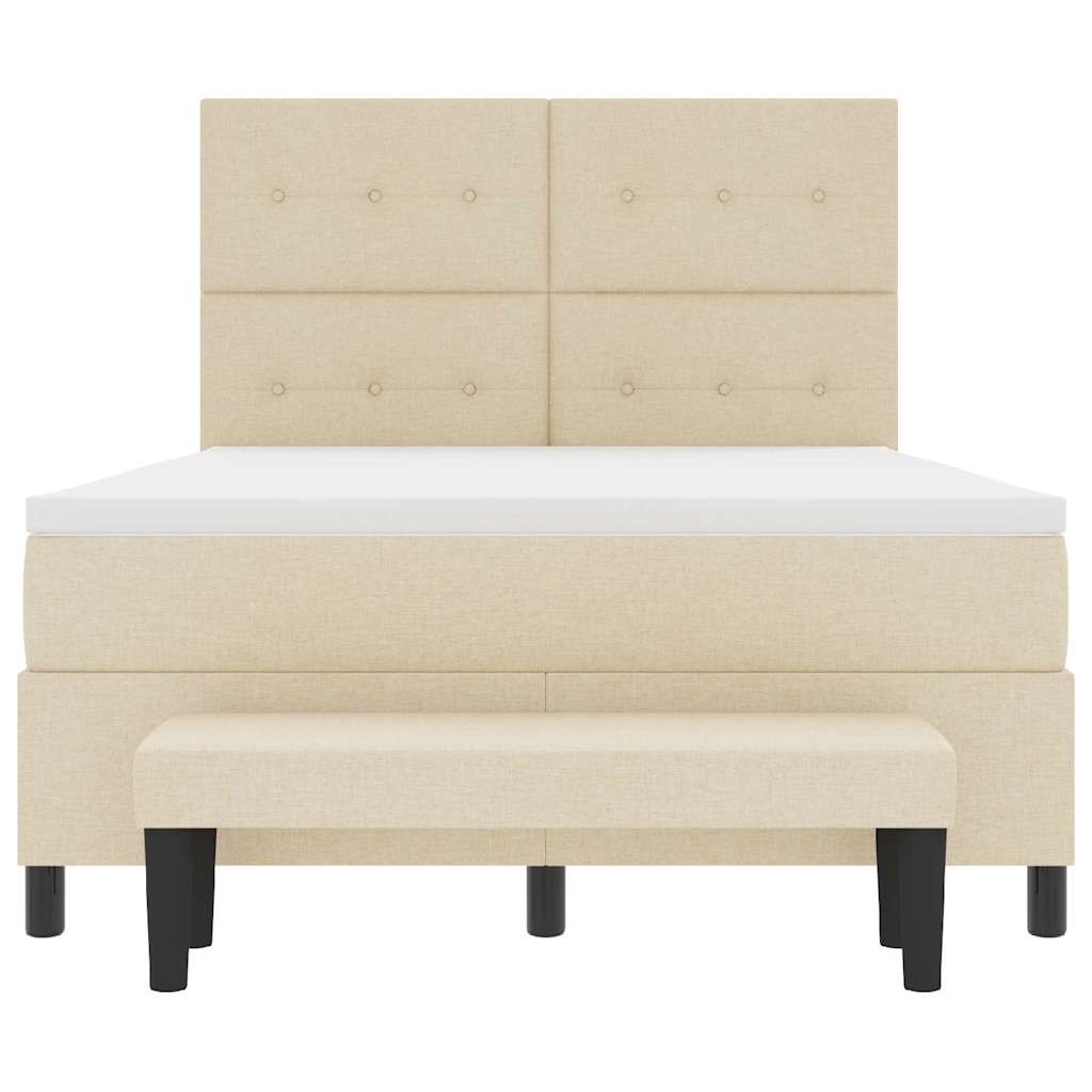 Boxspringbed met matras met hoofdeinde Crème 140 x 200 cm Stof is nu te koop bij PeponiXL, paradijselijk wonen!