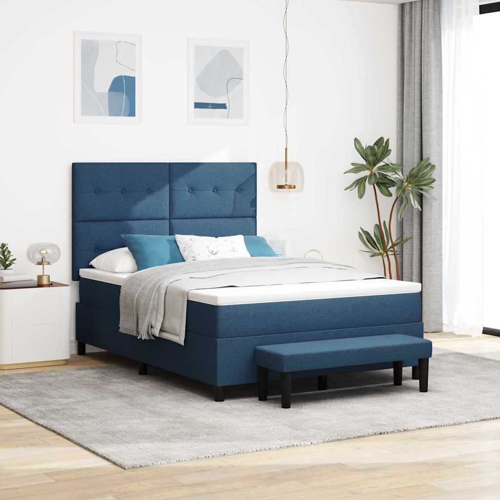 Boxspringbed met matras met hoofdeinde Blauw 140 x 200 cm Stof is nu te koop bij PeponiXL, paradijselijk wonen!